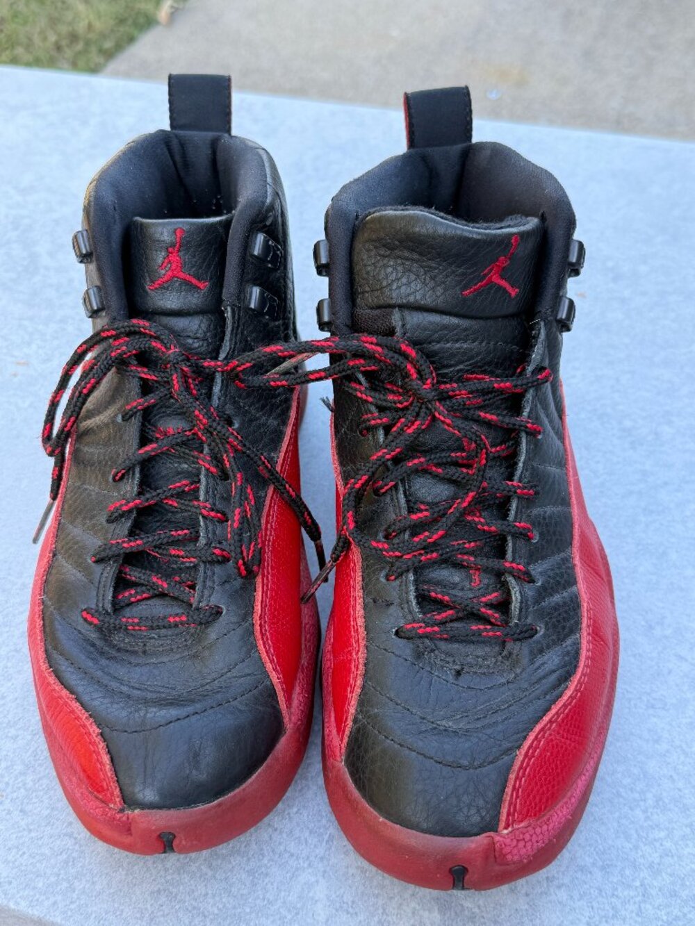 Jordan 12 Retro Flu Game Mens 8 Black Red Basketball Y2K Sneakers 4484
